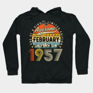 Awesome Since February 1957 Vintage 66th Birthday Hoodie